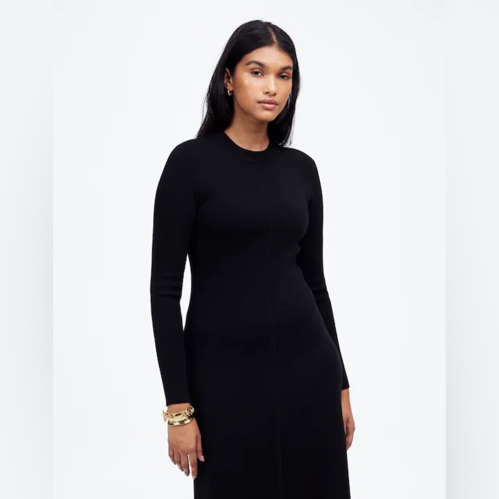 New Madewell Merino Wool Sweater Maxi Dress Black Size XS - Picture 2 of 15